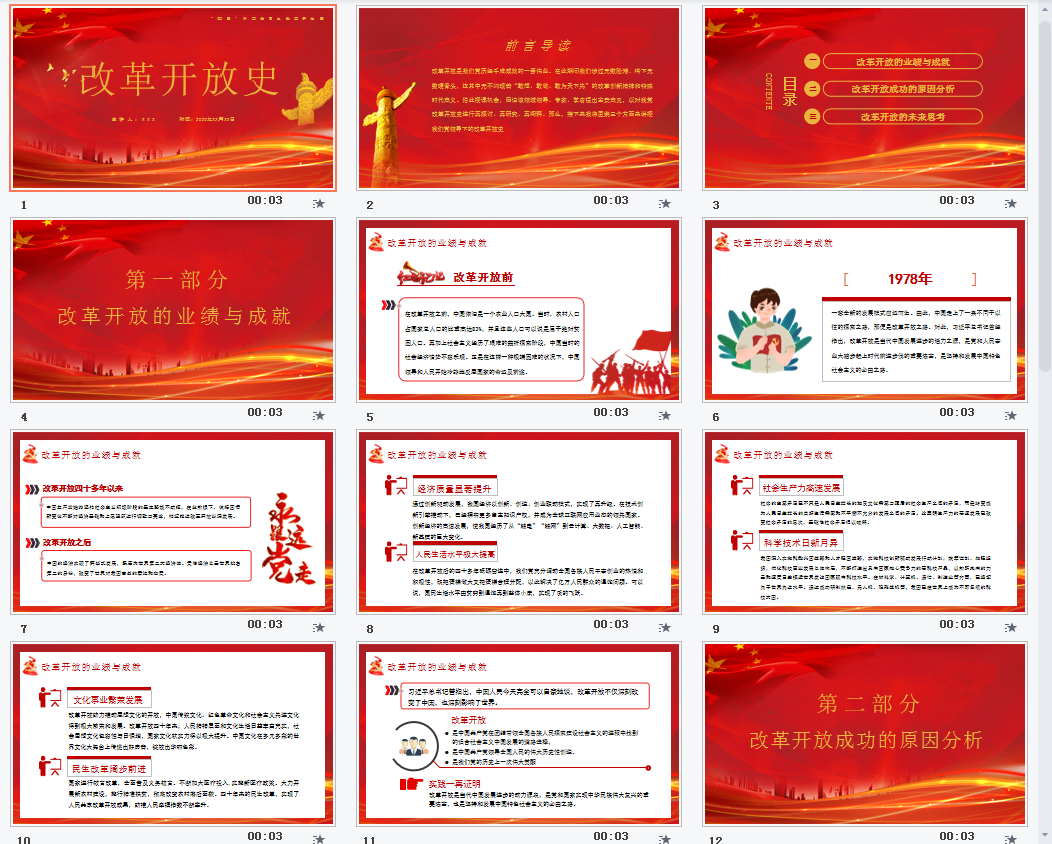 微党课四史学习教育之改革开放史学习PPT模板